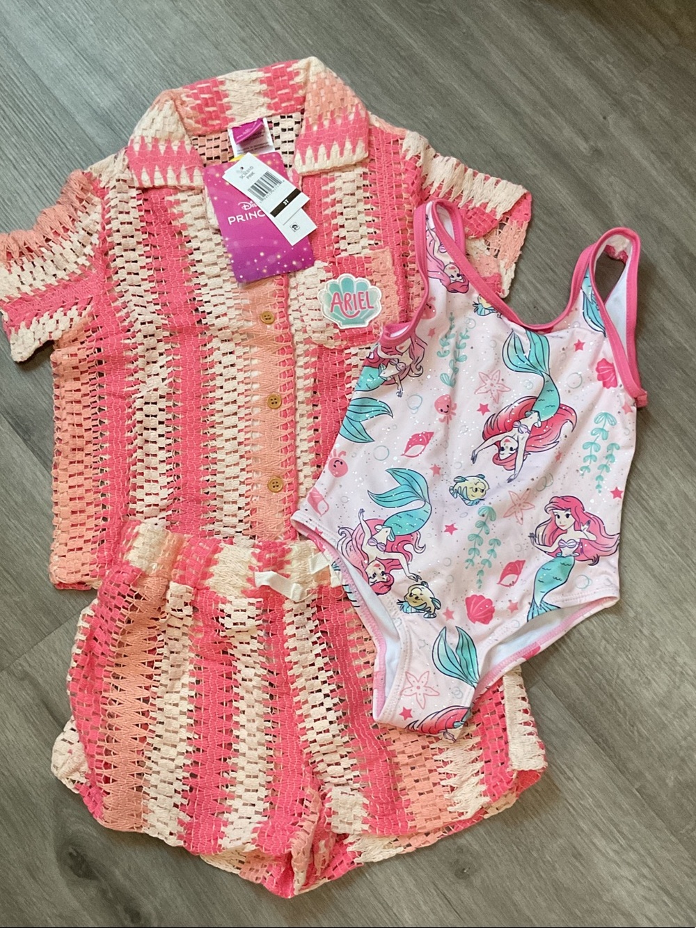 Disney Ariel One-Piece Swimsuit with Swim Cover-up - 3T